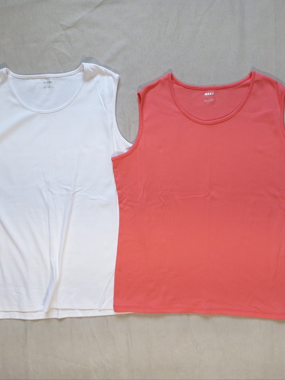 NWOT Alia Sleeveless Tank Tops (2) White Pink, XL
